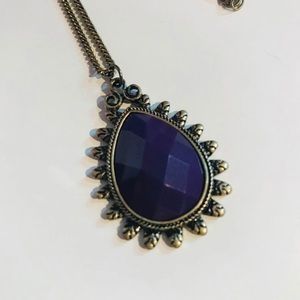 Long Chain Purple Pendant Necklace